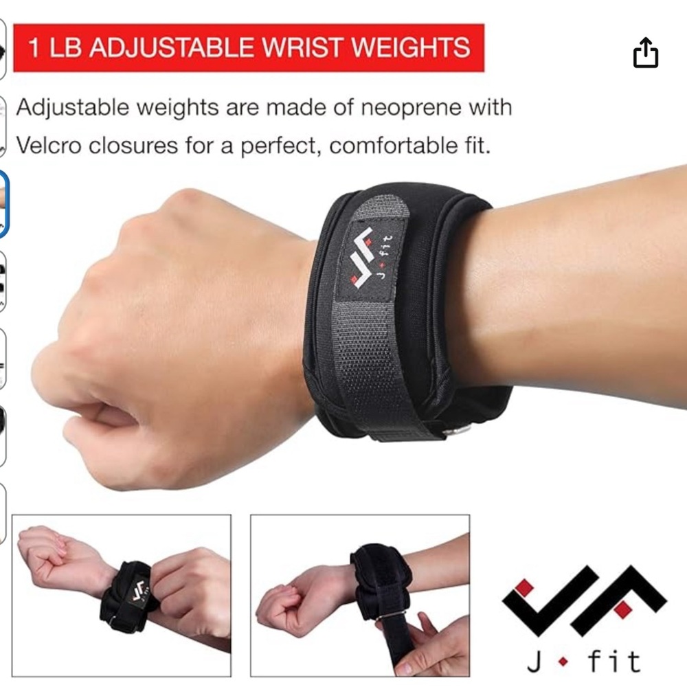1 pound Black Adjustable Wrist Weights